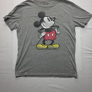 Disney Gray Tee with Vintage Mickey in Red and Yellow
